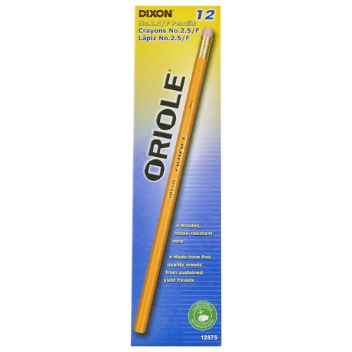 Dixon Oriole Holzetui Bleistift, 2,5/F mittelfein, gelber Schaft, 12er-Pack (12875) - Bild 2 von 6