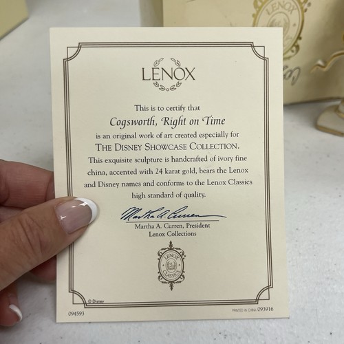 Reloj Lenox Disney "Cogsworth, Right on Time" La Bella y la Bestia con caja y certificado de autenticidad - Imagen 2 de 17