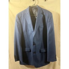Lauren Ralph Lauren Blue Textured 2-Button Sport Coat Blazer 42L Linen Blend