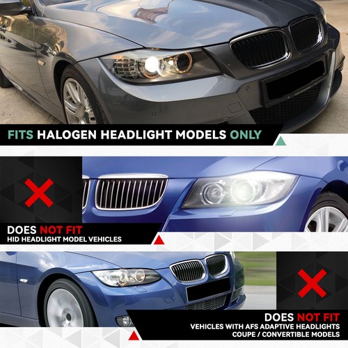 PAIR M-STYLE 3D LED HALO RING PROJECTOR HEADLIGHT/LAMPS BLACK FOR 06-08 BMW E90 - Picture 11 of 12