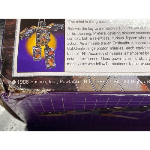 1986 Transformers G1 Onslaught - Complete - Unopened Parts Bag - Bubble Loose - Picture 5 of 23