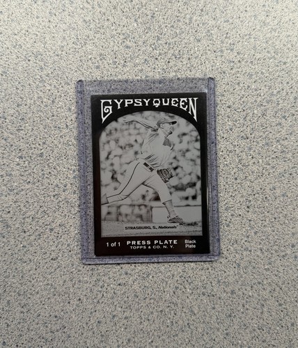 2011 Topps Gypsy Queen #80 Stephen Strasburg Black Printing Plate 1/1 RARE - Picture 1 of 2