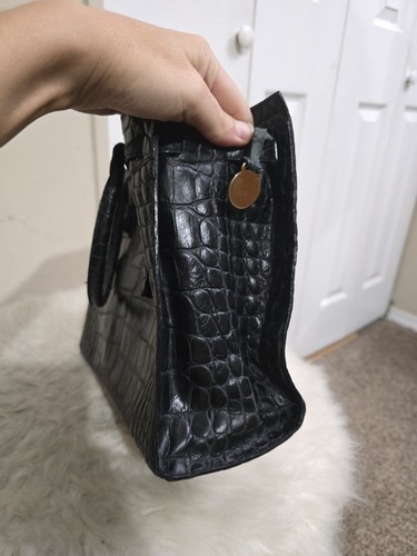Dooney & Bourke Alto Navy Blue Crocodile Embossed Leather Purse Handbag Satchel - Bild 5 von 17