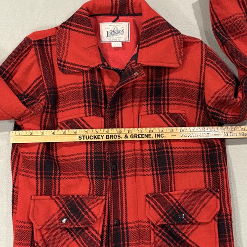 Giacca vintage Johnson Woolen Mills uomo S 36 rossa a quadri lana caccia Mackinaw USA - Foto 13 di 20