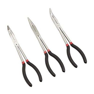 Extra Long Reach Needle Nose Pliers Tool Set for Narrow Spaces, Versatile, 3