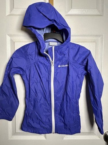 Columbia Rain Jacket Girls Youth XS Extra Small Purple Nylon Switchback Hooded - Picture 1 of 4