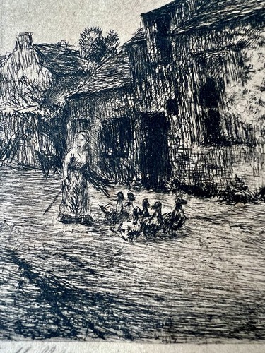 Antique Etching Signed F. Jacque Maison Millet & Penciled Poem In English - Picture 6 of 16