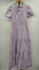 Quince Women 100% Organic Cotton Poplin Tiered Maxi Dress Pastel Lilac S