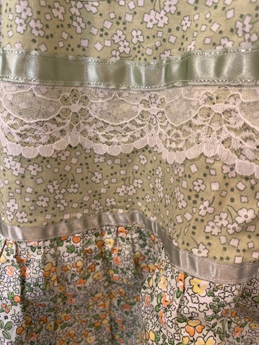 Vintage Prairie Dress ~ ONE OF A KIND HANDMADE Dress green Floral Cotton + trim - Picture 14 of 17