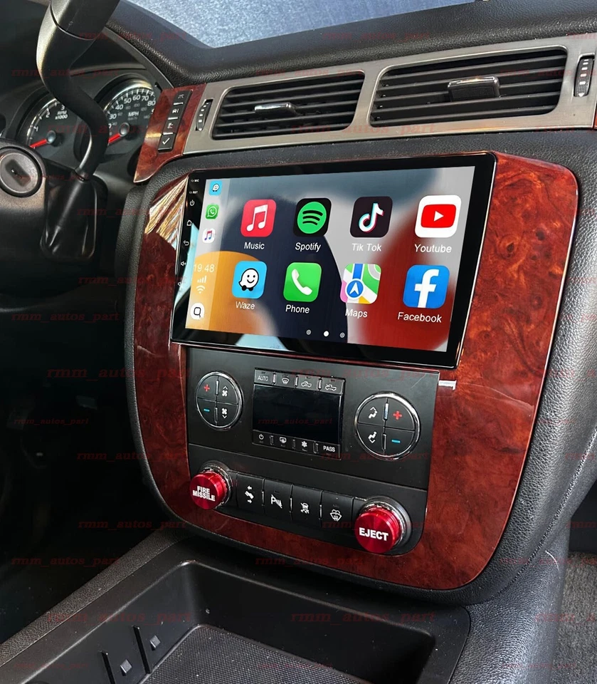 9" Car Radio CarPlay Android Auto For 2007-2014 GMC Yukon / Chevy Tahoe/Suburban Foto 3 de 4