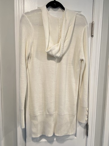 OP Ocean Pacific Size L Cream Knit Hoodie Sweater Tunic Surfs Up Patch - Picture 10 of 10