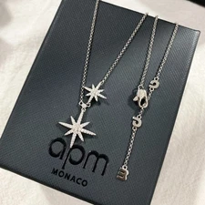 APM Monaco Double Meteor Hexagram Star Necklace Avant-garde Luxury Women NEW