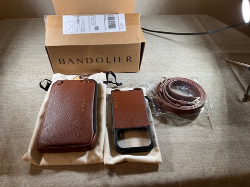 Bandolier Remi Magnet COGNAC 17 Pro Phone Case, Extended wallet, Crossbody Used!