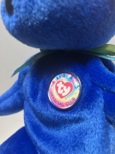 Ty Clubby Beanie Baby Bear 8.5 inch blue plush toy retired 1998 - Picture 2 of 8