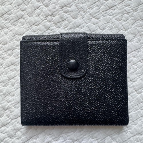 Chanel Bifold Wallet Black Leather CC Logo Compact Fashion Accessories E167 - Imagen 7 de 10