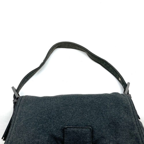 FENDI Mamma Baguette FF Logo Handtasche Schultertasche Jersey Leder grau gebraucht - Bild 7 von 10