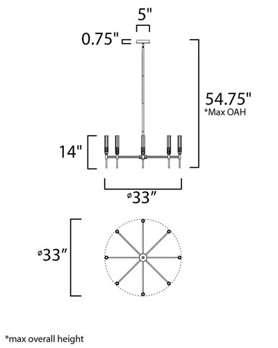 Maxim Flambeau 33" Wide Black and Brass 8-Light LED Chandelier - Picture 6 of 6