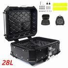 Aluminum 28L Motorcycle Top Case Trunk Scooter Luggage Storage Tail Box Black