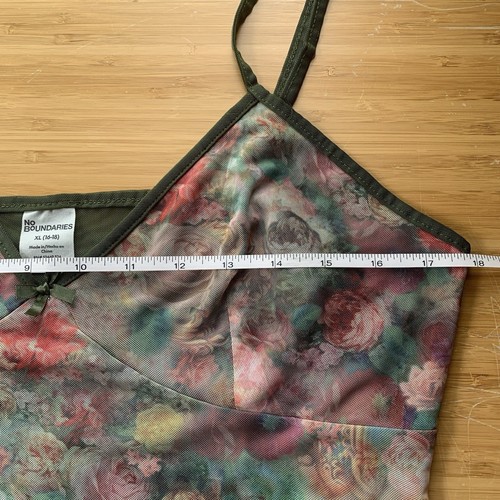 Vtg Y2K Mesh Floral Babydoll Womens Top Sz L No Boundaries Fairy Grunge Festival - Picture 7 of 14