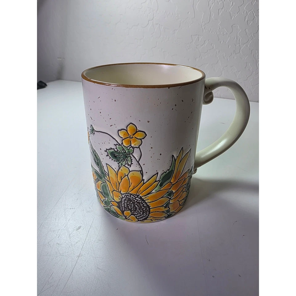 SPECTRUM DESIGNZ Yellow Sunflower + Lavender Flower Garden Bee Mugs Set of 4 - Image 4 of 4