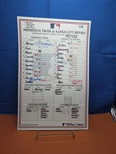  Minnesota Twins Vs Kansas City Royals Line Up Card Autographs Johan Santana MLB