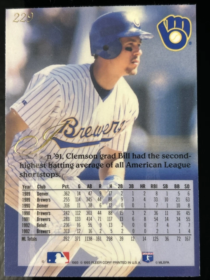 1993 Flair - Bill Spiers #229 - Image 2 of 2