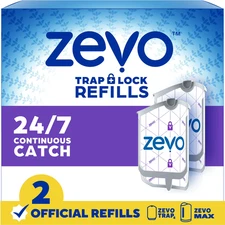 Zevo Flying Insect Trap Refill, 2 Indoor Light Trap Refill Cartridge Free Ship