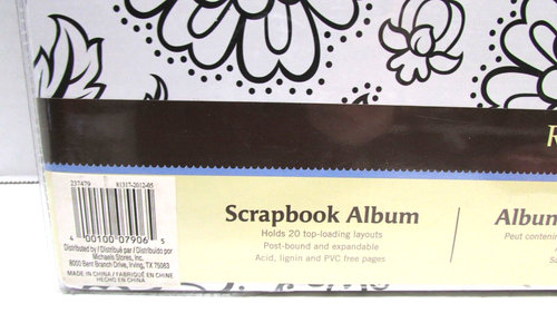 NEW Recollections 12"x12" Post-bound Scrapbook Album Black/White Flowers - Picture 4 of 7