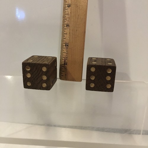 Dice Die Large Handmade Pair Of Wooden Stained 1.25" - Picture 2 of 4