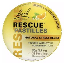 Bach Rescue Pastilles Natural Stress Relief Orange Elderflower Flavor 50g 1.7 oz