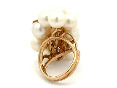 Mings Large Akoya Pearl and Leaf Ring in 14k Yellow Gold - Picture 7 of 7