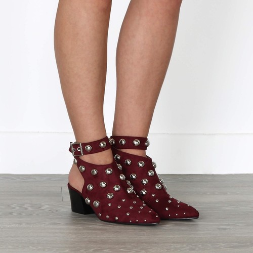 NEU DAMEN MODE MITTLERER ABSATZ BUBBLE NIETEN SPITZ KNÖCHELRIEMEN PULLES GRÖSSE 3-8 - Bild 15 von 20