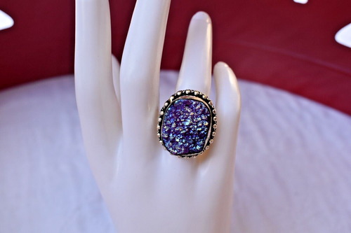 HERMOSA 925 Sterling Ring (Size 7) DEEP PURPLE NATURAL AMETHYST Gemstone - Picture 3 of 6