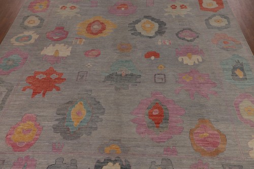 Vegetable Dye Oushak Dining Room Rug 12x15 Handmade Wool Palace Size Carpet - Picture 4 of 21
