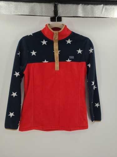 Simply Southern Damen 1/4 Druckknopf Fleecepullover Medium Sterne & Streifen