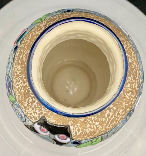 VASO CERAMICA ARTISTICA ANFORA CECA VINTAGE 8,25", DISEGNO FIORI, MARCATO, c1925 vg - Foto 8 di 11