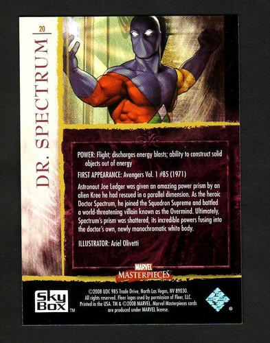 UPPER DECK MARVEL MASTERPIECES 2 2008 BASE CARD 20 DR. SPECTRUM - Imagen 2 de 3