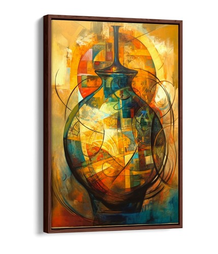 PITTURA CUBISTA GOLDEN POT - EFFETTO GALLEGGIANTE PROFONDO STAMPA DA PARETE TELA INCORNICIATA - Foto 10 di 12