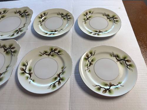 Narumi China Shasta Pine 4 -Square Salad Plates 7 3/4" & 4 Dessert- 6 1/2 In - Picture 3 of 5