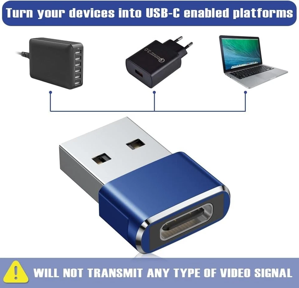 USB C Female to USB Male Adapter Type C to USB USB-C to A Converter- 2Pk, Blue - Image 3 of 4