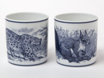 Hermes Coffee Mug Cup Animalia Navy Tableware 2 set Leopard