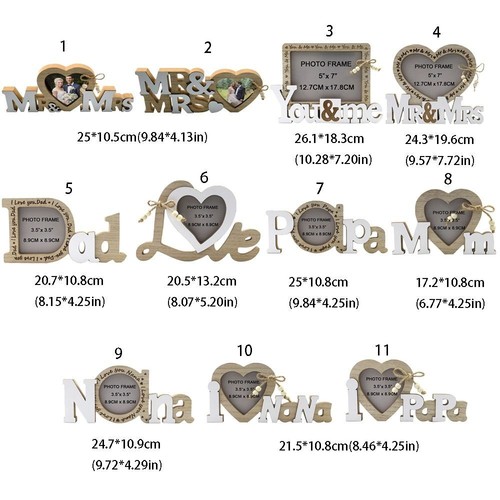 Simple Heart-shaped Photo Frame Unique Wooden Photo Frame Bedroom - Picture 2 of 21
