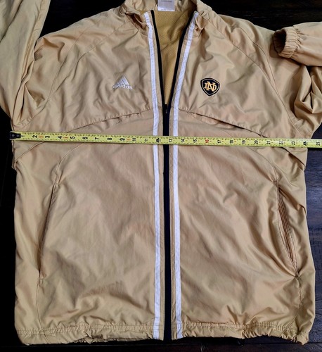 Adidas Notre Dame Gold Windbreaker Jacket Men's Size Medium Full Zip Vented - Picture 9 of 10
