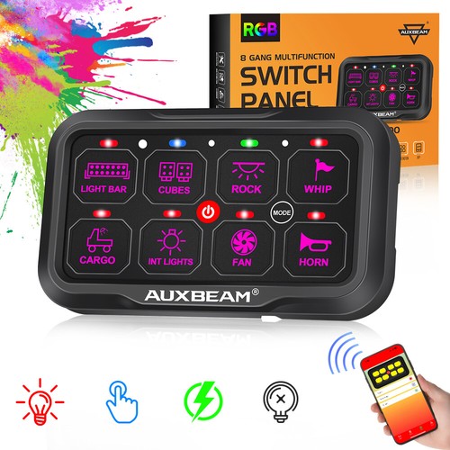 Panel de interruptor de 8 velocidades AUXBEAM AR-800 RGB BARRA DE LUZ SISTEMA MULTIFUNCIÓN CONTROL - Imagen 5 de 11