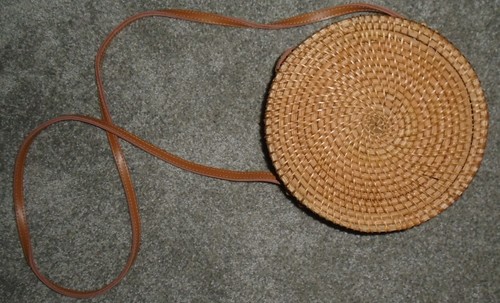 Bolso Bandolera Círculo Paja Bolso de Mano Cartera Redondo Tela Ratán Mimbre Natural Bolso Boho - Imagen 3 de 12