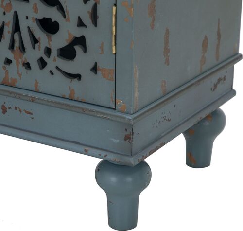 3-Door Hollow-Carved Accent Cabinet Buffet Sideboard Distressed Storage Cabinet - Picture 6 of 13