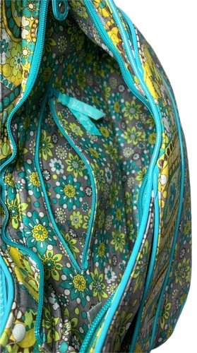 VERA BRADLEY Shopper Lemon Parfait Yellow Aqua Gray Paisley Shoulder Bag EUC - Picture 4 of 9