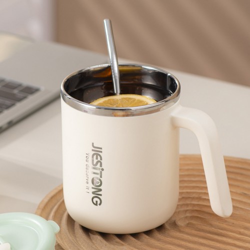 Handy Cup with Handle and Lid Double-layer Gifts for Office Travel Camping - Picture 4 of 18