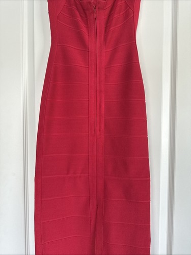 HTF! Herve Leger Paris Gown Long Red Bandage Dress Prom XS Rare - Picture 8 of 13