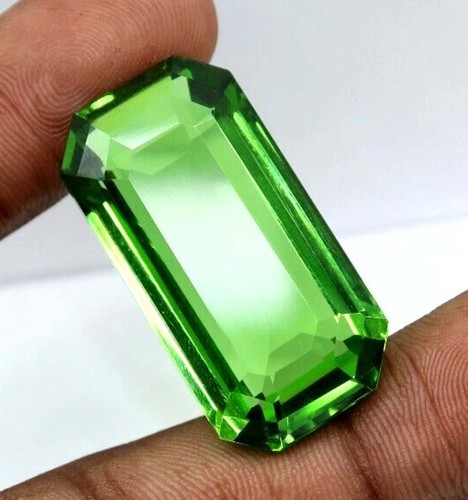 90 Ct Natural Topaz Brazilian Green Emerald Shape Certified Rare Loose Gems 29S - Bild 4 von 7